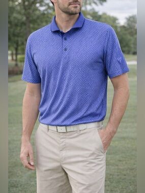 Greyson Golf Polo Shirt Men’s XL Periwinkle Blue Pattern Performance